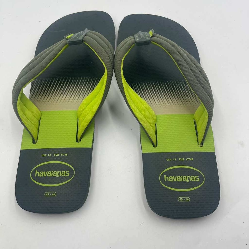 Havaianas Power Light Mens Flip Flops Grey Lime Green‎ Padded Strap Sandals 13